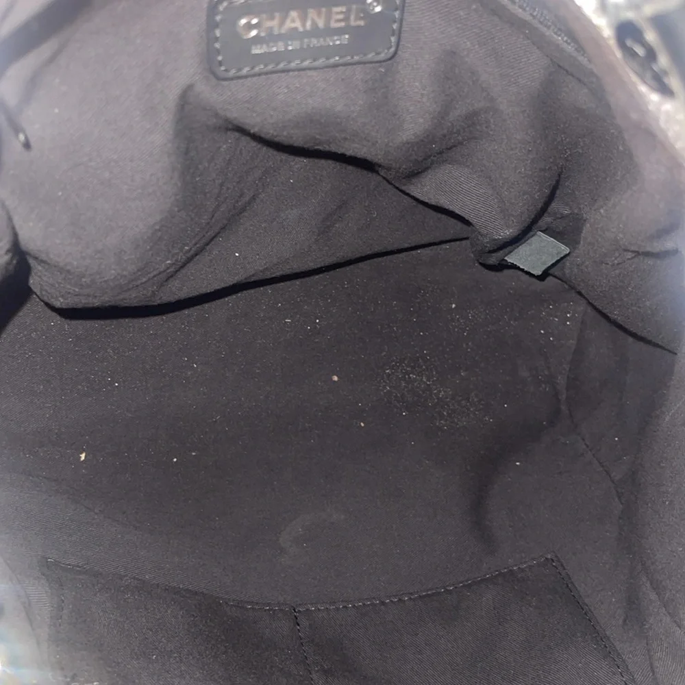 Authentic CHANEL CC Canvas Deauville Tote Chain Shoulder Bag